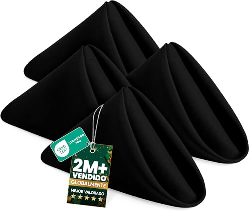 KICHLY Tygservetter - 24 pack, återanvändbara, mjuka och bekväma servetter för fester och vardagligt hemmabruk, i polyester (Svart, 43 x 43 cm)