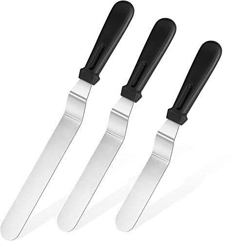 U-Taste Torten Winkelpalette 3er Set, Tortenmesser & Kuchenmesser mit 18/0 Edelstahl Streichmesser für Tortendekoration Frosting, 3 x 15/20/25cm Klinge (Schwarz)