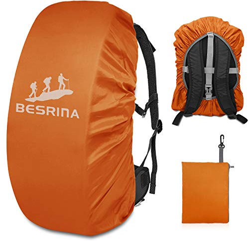 Besrina Backpack Rain Cover (15-90L),Upgraded Non-Slip Cross Buckle Strap & Reflective Waterproof Rucksack Cover for Hiking Camping Traveling Cycling