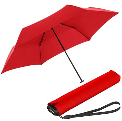 Ombrello tascabile Knirps Ultra US.050 Slim Manual - Ultra leggero e piatto - Resistente alle tempeste - Antivento - 21 cm - Rosso