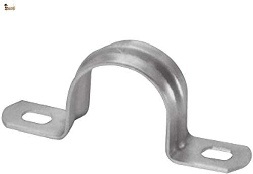 BricoLoco Agrafe pont oméga simple 2 pieds inox Collier câble, tuyau, tuyau. Fixation simple et rapide. Métallique. Perforation pour fixation par vis. (100, D-42)