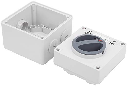 Hauptschalter Leistungsschalter IP66 Wasserdichter Außenschalter 250V Schalter Steckdose Rotations-Ein/Aus mit Staubdichter Trennknopfanzeigen(1P 32A)