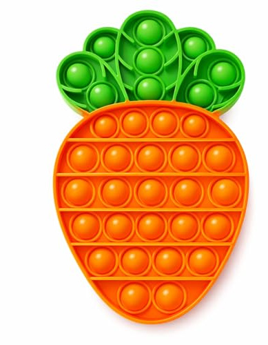 POP Fidget Toys Finger Push Bubble Fidget Sensory Toy Stress Anxiety Relief Simple Dimple Autism Special Squeeze Fun Silicone Gifts for Adult Kids (1, Carrot)