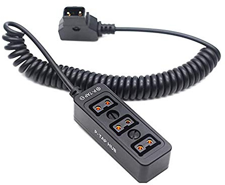 HangTon D-tap 1 auf 3 Triple Power Splitter Kabelbox, D-Tap Stecker auf Buchse, 3 Port Verteiler für Ronin 2 und V-Mount Akku (schwarz und gewickelt)