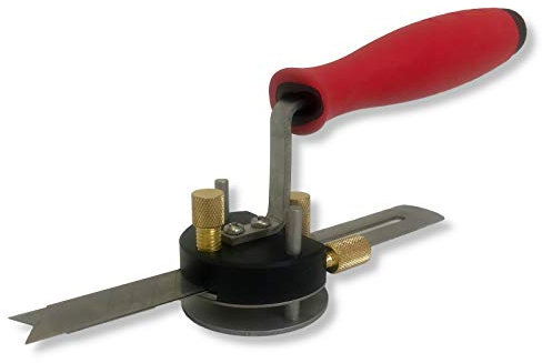 DEWEPRO Randdämmstreifen Schneider - präzises Abschneiden von Estrichrandstreifen - Randstreifen Abschneider höhenverstellbar von 6-30mm, inkl. 2 Ersatzklingen