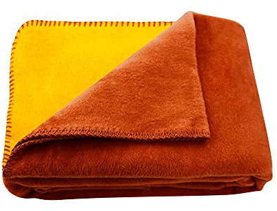 WOHNWOHL® Kuscheldecke (150x200cm) • Weiche Tagesdecke • Sofadecke • Wohndecke • Schlafdecke • Oeko-Tex zertifizierte Baumwolldecke • Samtig weiche Decke • Farbe: Kupfer/Goldgelb