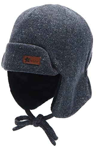 Sterntaler Baby Jungen Fliegermütze Melange - Teddy Mütze Mit Ohrenklappen Und Bindeband - Mittelblau, 49