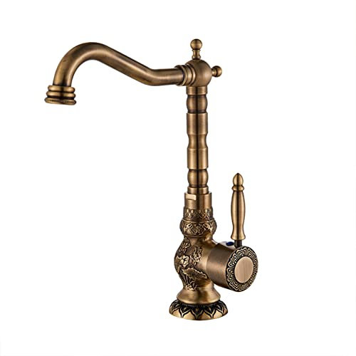 Wasserhahn Küche Küchenarmatur Spültischarmatur Antik Messing Einhebel 360° Drehbar Hoher Auslauf Spültischarmatur, Mischbatterie Küche