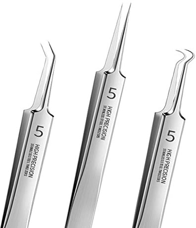 Lot de 3 pinces à épiler professionnelles pour enlever les points noirs, les points blancs, les points blancs et le visage, en acier inoxydable