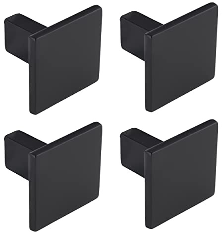 Gedotec Design Möbelknöpfe aus massivem Metall - Schwarz matt | 4 Stück Schrankgriff modern | ROCK | Schrankknopf im klassik-look | Design-Knopf - 28 x 28 mm | Möbel-Knauf inkl M4 x 25 Möbelschrauben