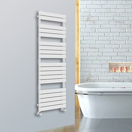 NRG 1800 x 600mm Designer Flat Panel Heated Towel Rail Radiator Gloss White | Central Heating Radiator, Steel, Radiator Towel Rack, Wall Mounted, Modern, for Bathroom, High Output