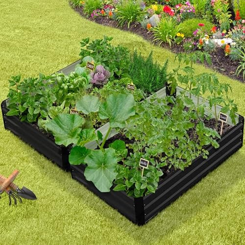IDMarket - Set di 2 caselle rettangolari da orto in Metallo, 80x115 cm, Grigio Antracite
