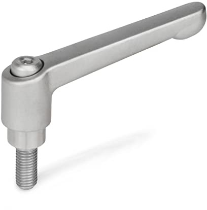 Ganter Normelemente | Verstellbare Klemmhebel mit Gewindeschraube - GN 300.5-45-M6-25-IS | Edelstahl | Grifflänge: 45mm | Gewinde: M6x25 | 1 Stück