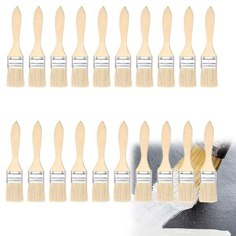 Xinlon 20 Stück Farbpinsel, Lackierpinsel Set Malerpinsel mit Holzgriff 1(2,5cm) Pinselset mit Holzgriff Ideal für Wand- und Holz Farbe zum Beizen Malerpinsel Lasurpinsel Lackpinsel für Profi und DIY