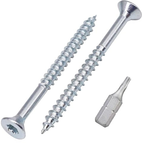 SKIR'CO (100 pezzi) Viti per Legno in Acciaio Zincato 3,0 x 35 mm, Viti a Testa Svasata Torx, Viti per Truciolare, Parzialmente Filettate