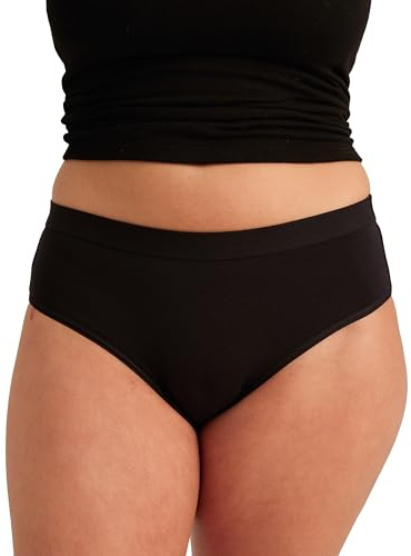Saalt EveryWear Cotton Brief - Leakproof Period Underwear - Mid-Rise, Full Coverage Womens Underwear - Reusable & Washable - Replaces 3 Pads or 4 Tampons - X-Large, Volcanic Black