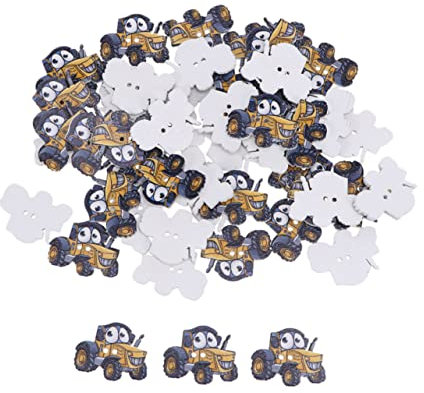 STOBOK 50stücke Holzknöpfe Mit Traktor-aufdruck Nähknöpfe Aus Strapazierfähigem Material Diy-holzknöpfe Für Scrapbooking Handbemalte Schuhen Und Hüte
