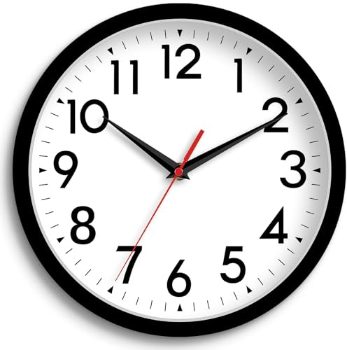DAXSMY Wall Clock 8 Inch Silent Non-Ticking Battery Operated - Small Analog Clock for Bedroom, Office, Kitchen, Bathroom - Modern Minimalist Decorative Clock (Black)