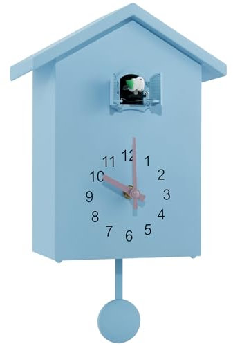 Cuckoo Clock with Chime,Minimalist Cuckoo Sound Clock with Pendulum,Modern Cuckoo Clock Birdhouse, Delicate Battery Powered Cuckoo Wall Clock for Wall Art Home Office Decor