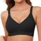 TOMEEK Bras for Women Non Wired Support Full Coverage Push up V Neck Seamless Wireless Bra Ladies Comfort Everyday Bras Zero Feel Bralettes with Pads,Black, Size L