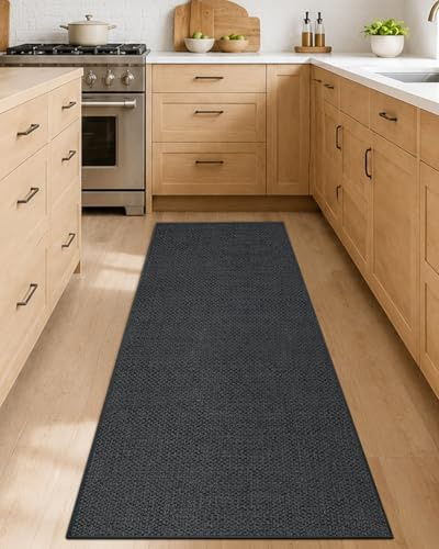 COLOR&GEOMETRY Tappeti da Cucina Antiscivolo Lavabile 61x210cm, 4mm Sottile Tessuto Runner Tappeto, Assorbente Facile da Pulire Tappeti da Pavimento per Davanti al Lavandino, Corridoio, Grigio