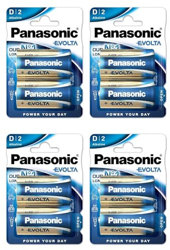 PANASONIC Lot de 4 Blisters de 2 Piles Evolta D Mono LR20-1,5 V