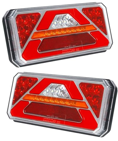 Yinaolan 2 Stück LED Rückleuchten Satz,12V/24V Superhelle LED Anhänger Rückleuchten,IP67 Rücklichter Heckleuchte mit Brems,Blinker,Standpunkt,Rückfah,Nebel für LKW,Van,Traktor (Rückleuchten D)