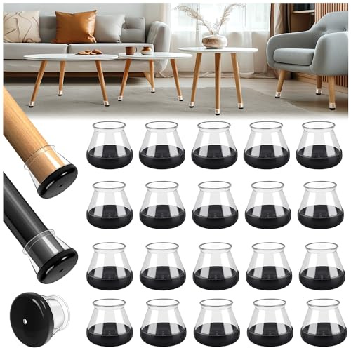 OCONDA 24 PCS Chair Leg Sliders for Carpet (Fit:13-20mm) | Furniture Glides, Silicone Chair Leg Floor Protectors Caps Pads Covers, Smoothly Slide on Carpet