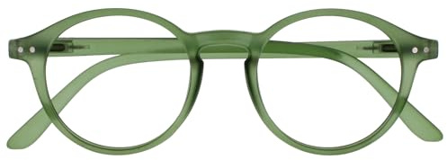 OPULIZE REY Lesebrille - Runder Retro-Rahmen - Mattgrün - Herren Damen - Federscharniere - R56-6 - +1.00