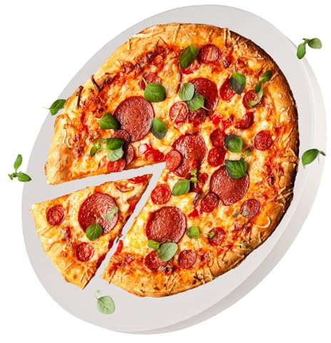 Intirilife Cordierit Pizzastein XXL rund - Ø38 cm- für Grill und Backofen- Pizza Stein groß für Ofen Brot Backen Flammkuchen - Herd Gasgrill Steinplatte, Backstein, hitzeresistent- beige