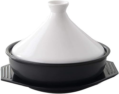 HYDIK Tagine Pot,Round Ceramic Casserole Clay Pot with Lid,Multifunction Cookware for Stew Soup,Heat-Resistant Hot Pot Earthen Pot
