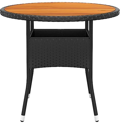 Hovothy Garten-Esstisch Gartentisch Runde Teetisch Multifunktionalen Couchtisch für Essen im Freien für Terrasse Hinterhof oder Garten Gartenmöbelstück Eleganten Design Schwarz 80x75 cm