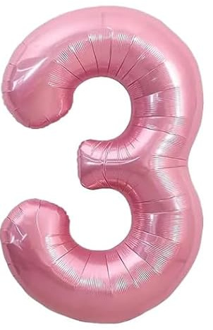 Zahlen Luftballon 3. Geburtstag, 40 Zoll Schleife Folienballon Zahl 3, Zahlenballon 3 Helium Ballon Rosa,Luftballon 3 Geburtstag Deko für 3 Jahre Mädchen Geburtstagsdeko,Babyparty,Jubiläum Party Deko