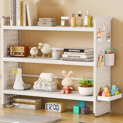 3-stufiges Regal für Schreibtisch, Regal für Schreibtisch, Stecktafel Wand Organizer, Mehrzweck-Display-Bücherregal-Aufbewahrung, for das Heimbüro im Wohnheim(White,40cm/15.7in)