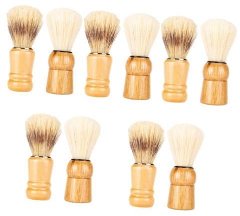 IWOWHERO 10stücke Holzgriff Rasierpinsel Echthaar Rasierbürste Für Männer Für Rasiercreme Und Bartpflege Als Zum Vatertag Für Barbier Zu Hause
