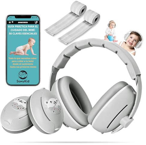 SOMYKID Casque Anti Bruit Bebe 2 en 1 y Attire la Morve-Casque Anti-Bruit Bébé et Enfant de 0 à 48 Mois-Protection Auditive Pour Bébés Avec 2 Bandeaux Souples-Réduit jusqu'à 25 dB