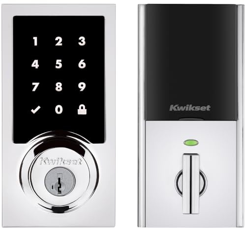 Kwikset HomeConnect 918 Contemporary Z-Wave Long Range Enabled Touchscreen Lock Works with Ring Alarm, Samsung SmartThings Hub Required, Sold Separately in Polished Chrome