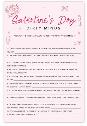 Andaz Press 4x6 Galentines Day Games For Women, Cute Pink Bows & Cupid Galentine's Dirty Minds, Fun Galentines Activities, Brunch Drinking Games, Happy Galentines Day Party Game Girls Night, 24-Pack