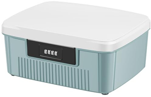 HuhWafee Scatola chiudibile, 25 x 20 x 10 cm, in ABS, con serratura a combinazione, scatola medica a doppio strato, privacy, con divisorio rimovibile e lucchetto a combinazione per documenti e ID