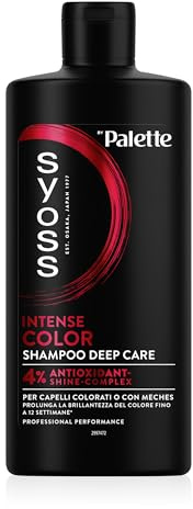 Syoss Palette Intense Color Shampoo Deep Care 440ml, per capelli colorati o con meches con 4% Antioxidant-Shine-Complex, prolunga la brillantezza del colore fino a 12 settimane