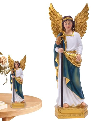 Erzengel Raphael Statue – zarte religiöse Figur Skulptur Ornament | Exquisite verschleißfeste Erzengel Raphael Figur | Engelstatue für Heimdekoration, Tischstatue