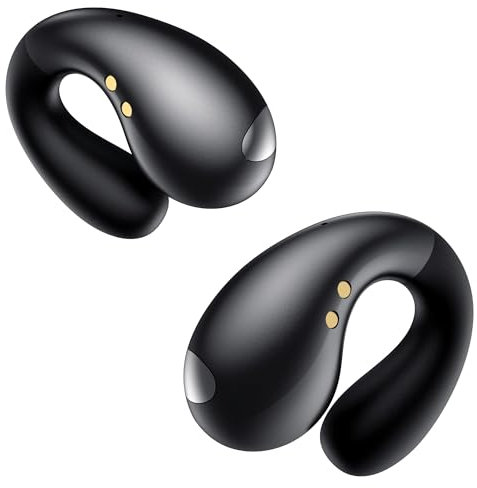 EUQQ Cuffie a conduzione ossea – Cuffie wireless sportive con Bluetooth 5.3 e suono avvolgente, cuffie wireless Bluetooth Sport con design ergonomico per corsa e palestra nero