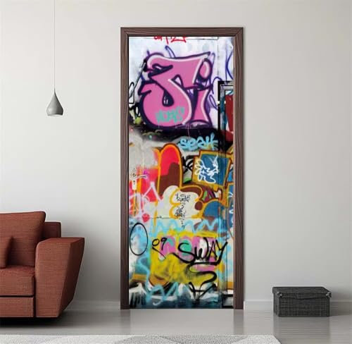 Türtapete Selbstklebend Türaufkleber Graffiti Türfolie 77X200 cm 3D Fototapete Türposter PVC Wasserfest Türbilder Wandtattoo für Schlafzimmer Bad Wohnzimmer Tür Dekoration Poster Tapete -DS300