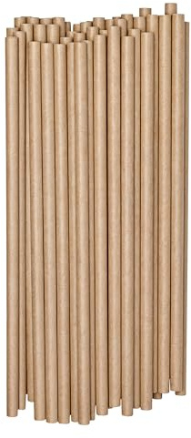 100-Pack Biodegradable Paper Straws – Thick & Non-Soggy – Plastic-Free, Recyclable, Durable Drinking, Juice, Coffee, and Cold Drinks Eco-Friendly Stripped Straws for Party - Kraft Paper