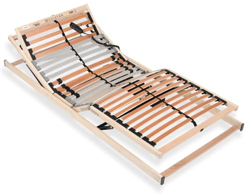 Sleepneo Lattenrost 90x200 cm montiert elektrisch verstellbares Kopf & Fußteil 5 Zonen 28 Latten Belastbarkeit 150 kg Made in Germany Birkenschichtholz