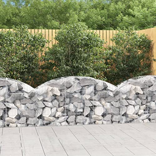 HaoChrymec Gabion with Arceau Haut, Fer Galvanisé, Design Stable, Gabion Jardinière, Parterre Surélevé en Gabion, Jardin, Terrasse, 150 x 50 x 60/80 cm