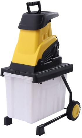 2500W Elektro-Holzhäcksler Walzenhäcksler mit 45-Liter-Auffangbehälter, Maximaler Schnittdurchmesser 45 mm für Häckseln von Holz, Ästen und Trockenen Blättern