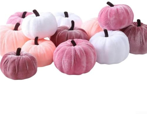 Hasaller Rosa Kürbisse 12 Stück kleine Samt Kürbis künstliche Kürbis Dekoration Herbst Schaum Kürbisse Halloween Herbst Ernte Party Tisch Mittelstück für Heimdekoration