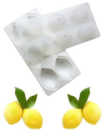 Biliant 6 rejillas de silicona de limón, 3D limones, molde de silicona para brownies, molde de silicona para hornear molde de limón de silicona, para magdalenas, cupcakes, pudines, cubitos de hielo y