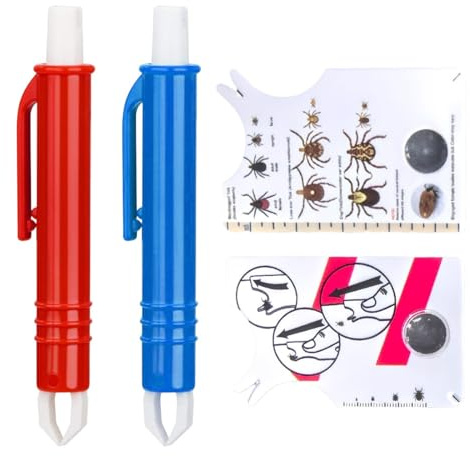JYNXOR Zecche-Tick-Remunian,2 Pcs Carte Rimuovi Zecche con Lente D'ingrandimento,2 Pcs Pinzette per Zecche,Strumenti con Abbinamento per Zecches,per Cani,Gatti e Outdoor